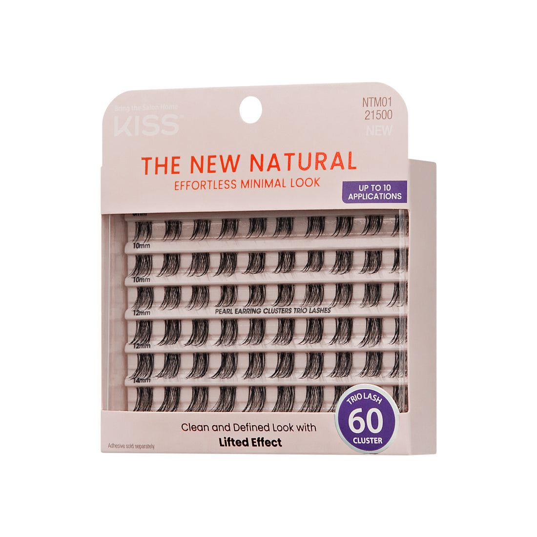 Kiss The New Natural False Eyelashes, Lash Extension Kit, Pearl Earring, 60 Trio Lash Clusters