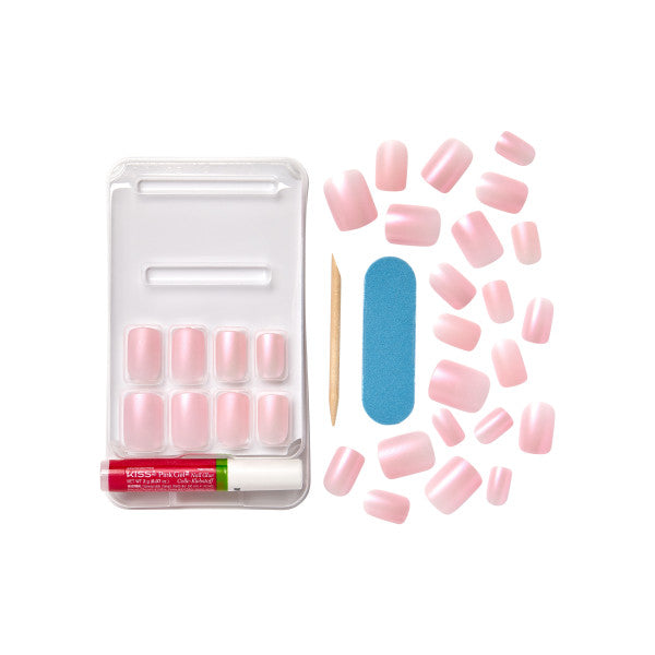 KISS Bare but Better Premium Press-On Nails, ‘Spicy’, Pink, Short Squoval, 33 Ct.