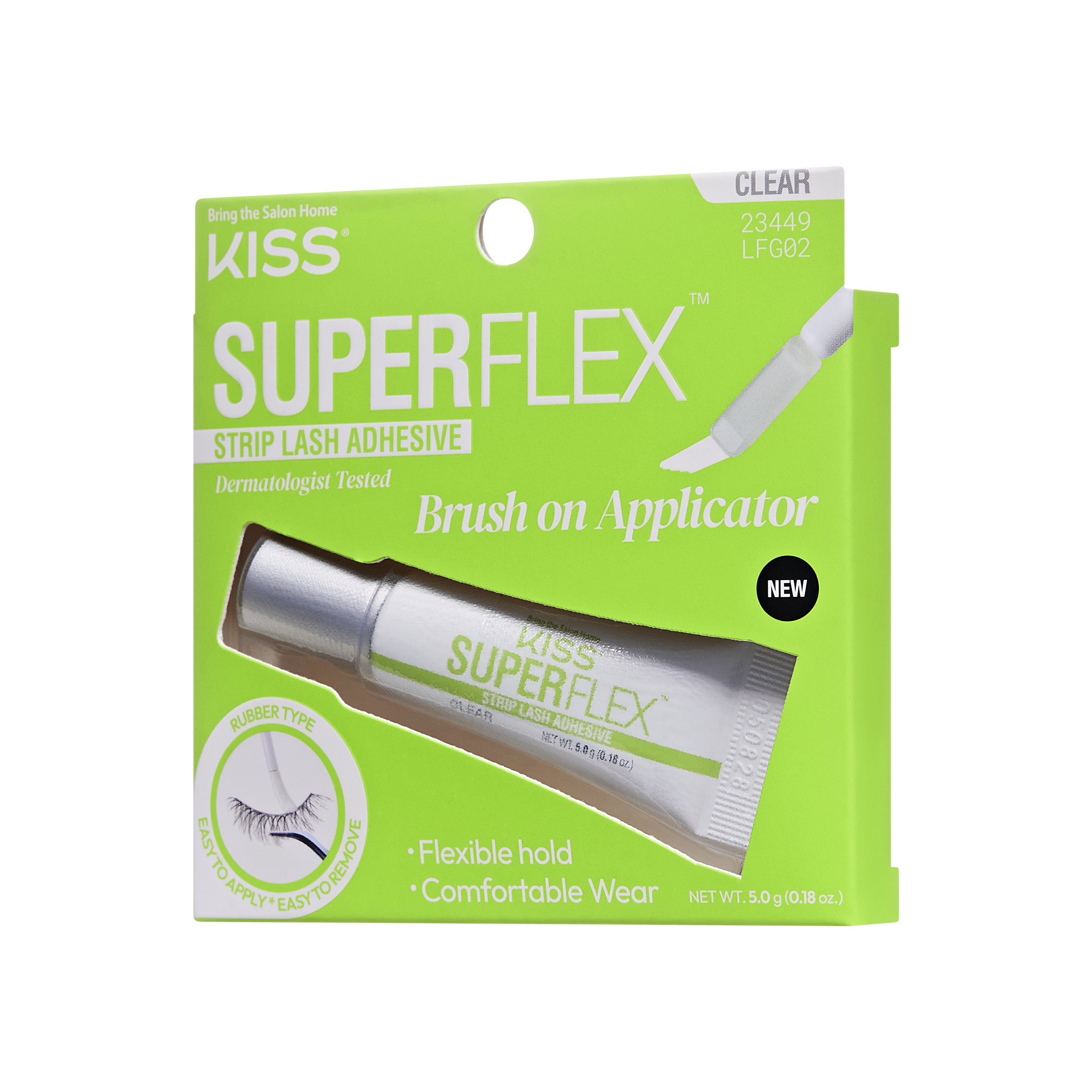 Kiss SuperFlex Latex Strip Lash Adhesive, Brush On, Clear, 5g (0.18 oz.)