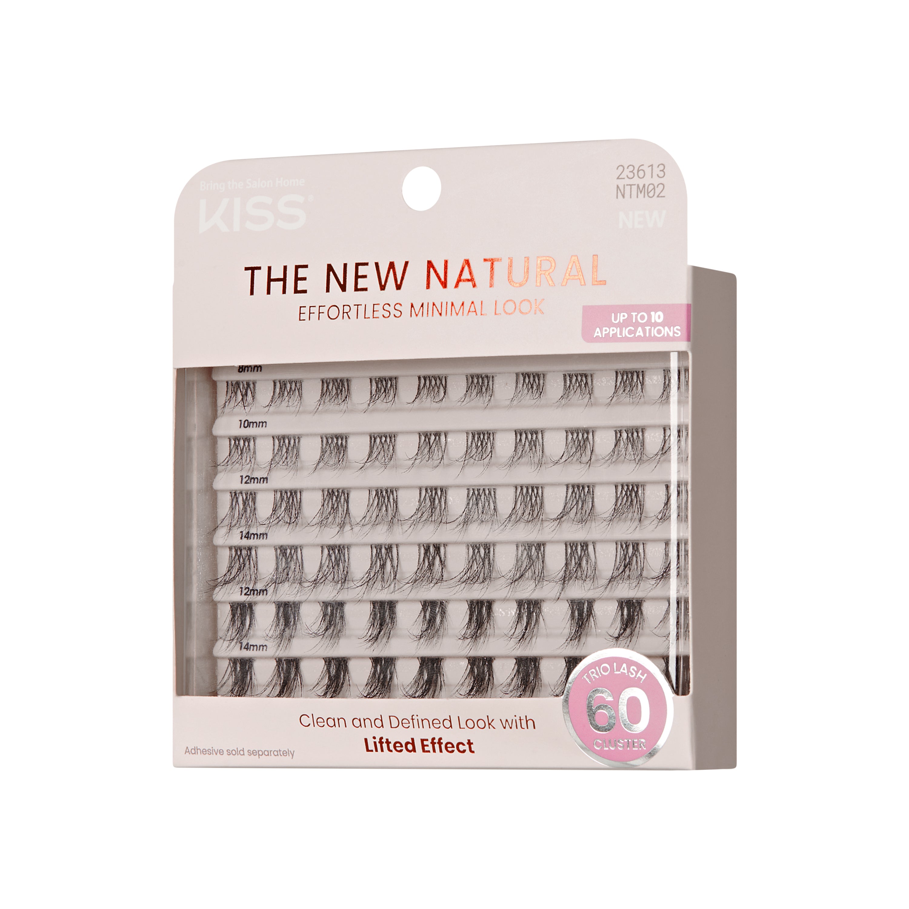 Kiss The New Natural False Eyelashes, Lash Extension Kit, Nude Blazer, 60 Trio Lash Clusters