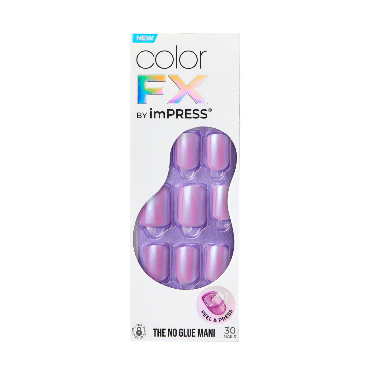 colorFX by imPRESS Press-On Nails, No Glue Needed, Purple, Short Squoval, 33 Ct.