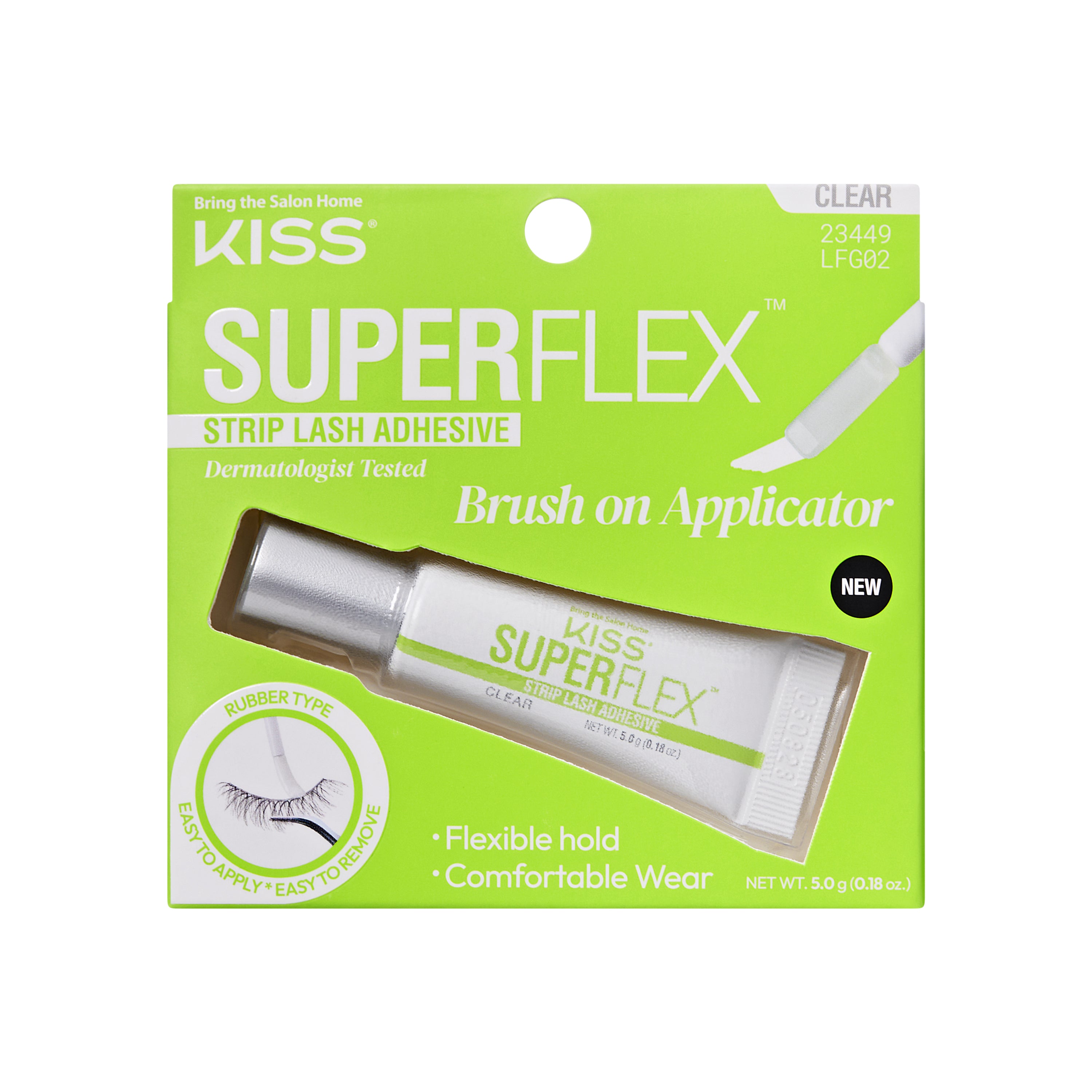 Kiss SuperFlex Latex Strip Lash Adhesive, Brush On, Clear, 5g (0.18 oz.)