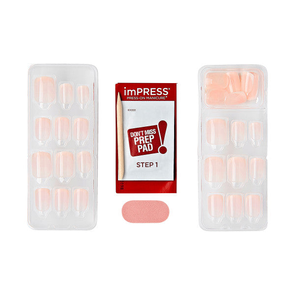 imPRESS Bare French Press-On Nails, No Glue Needed, White Tips, Short Square, 33 Ct.