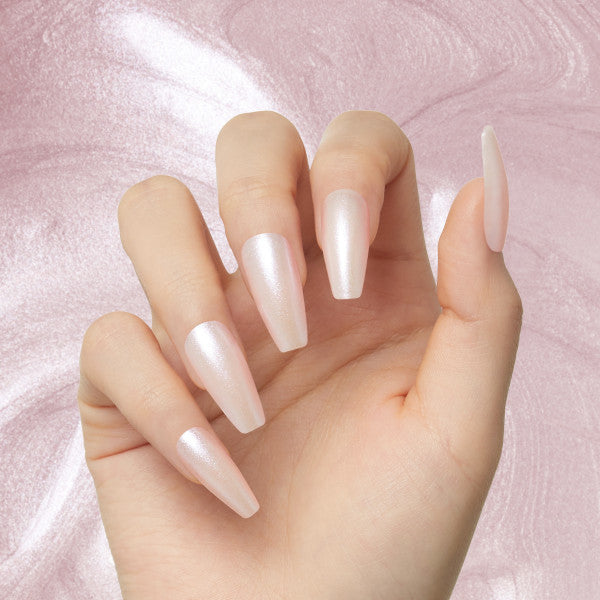 KISS Gel Fantasy Sculpted Press-On Nails, Pearl, Long Length, Coffin Shape, 31 Ct.