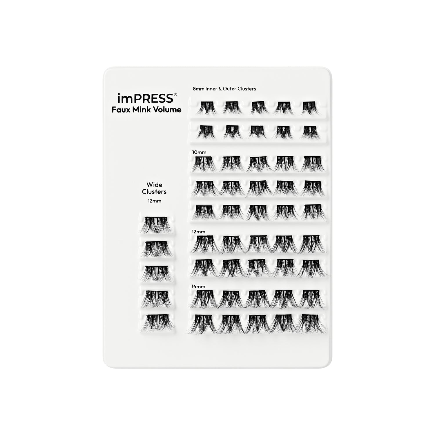 KISS imPRESS Pre-Glued Lash Clusters Multipack, Faux Mink Volume, 50 Self Adhesive Eyelashes