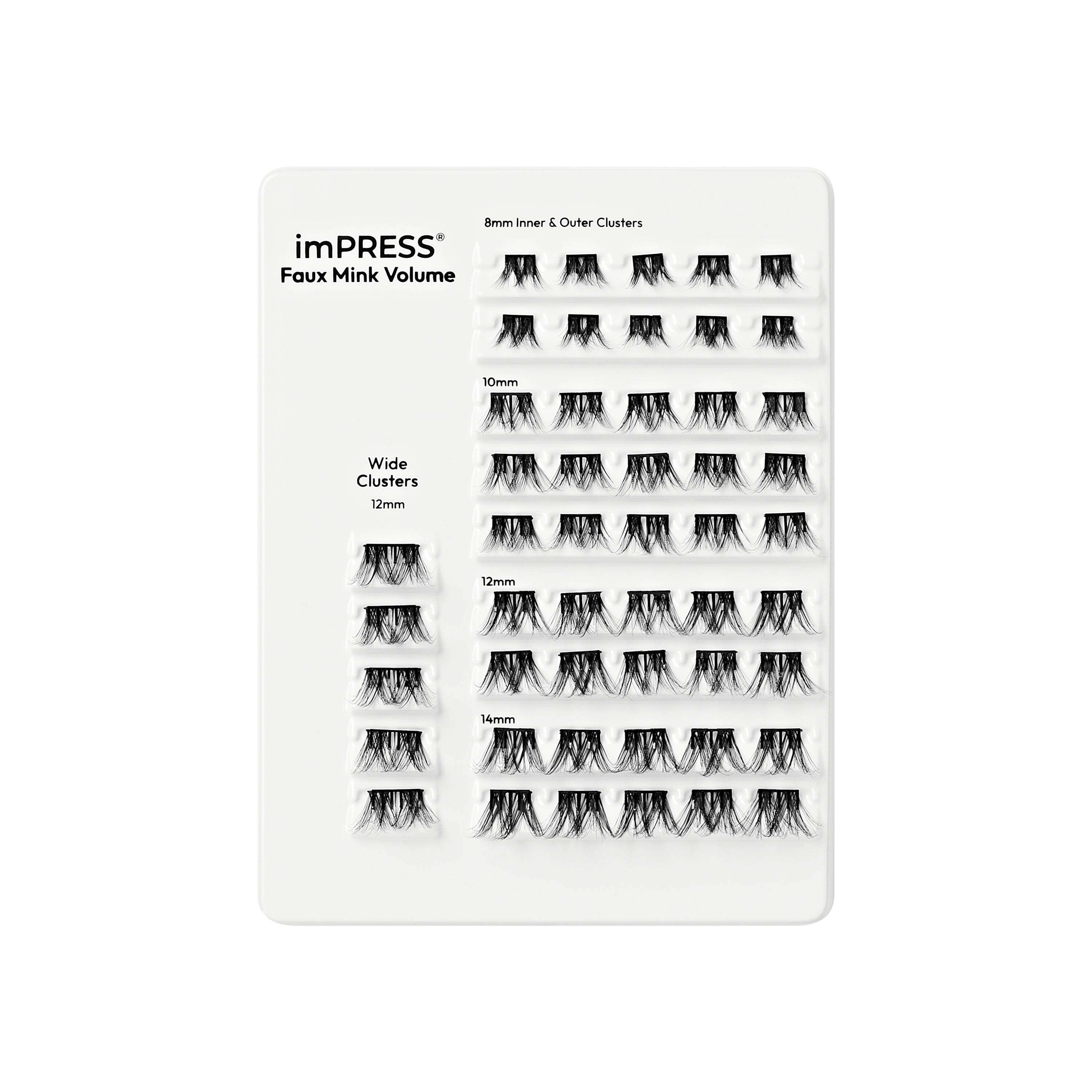 KISS imPRESS Pre-Glued Lash Clusters Multipack, Faux Mink Volume, 50 Self Adhesive Eyelashes