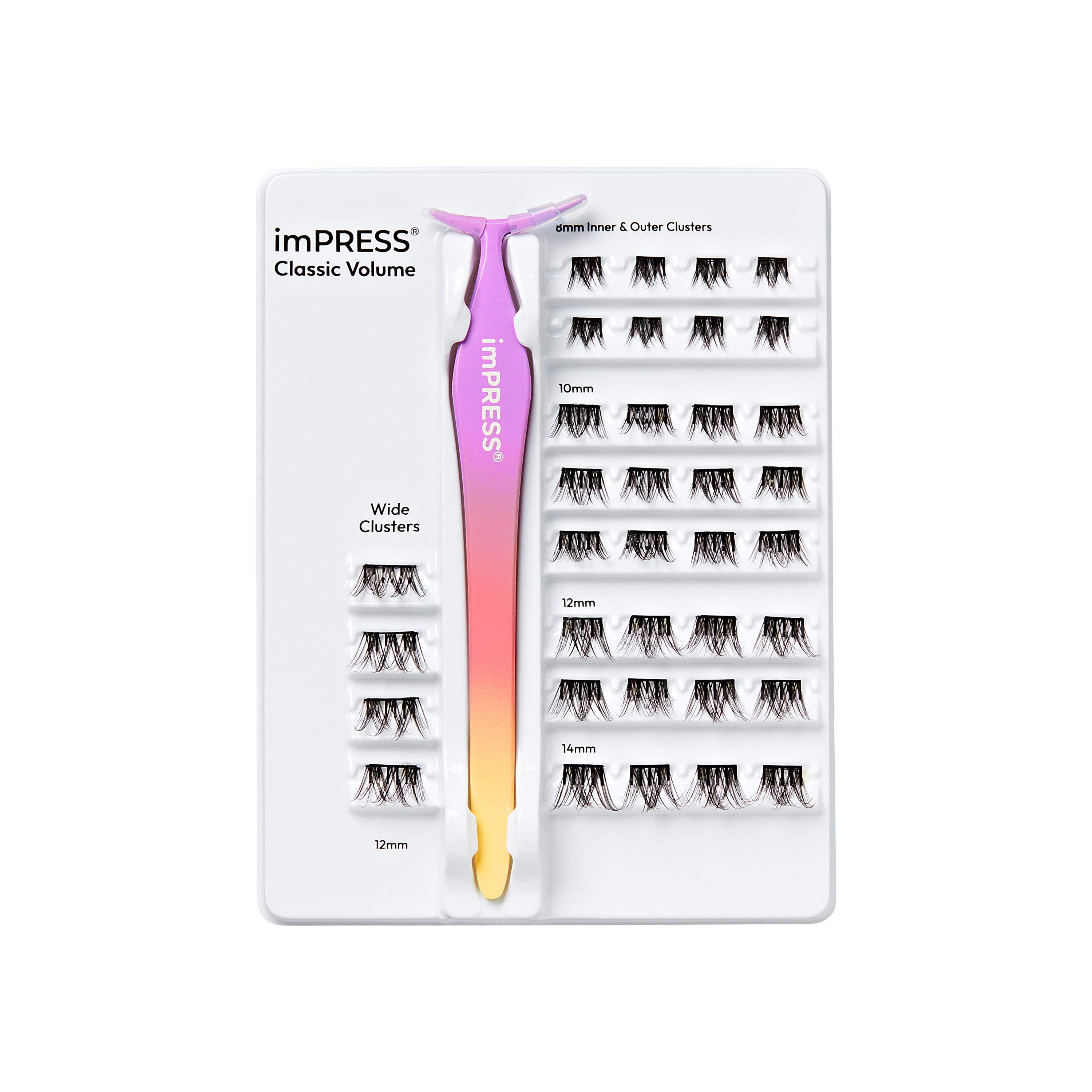 KISS imPRESS Falsies Press On Self Adhesive Eyelashes, Classic Volume, 36 Lash Clusters
