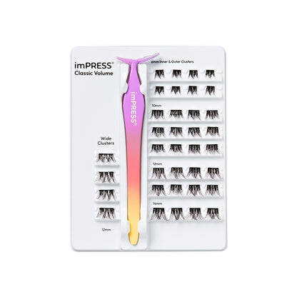 KISS imPRESS Falsies Press On Self Adhesive Eyelashes, Classic Volume, 36 Lash Clusters