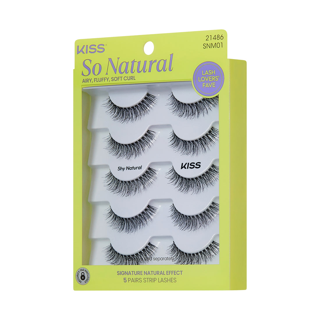 KISS So Natural False Eyelashes, ‘Shy Natural’, 8mm-10mm, Natural Volume, 5 Pairs