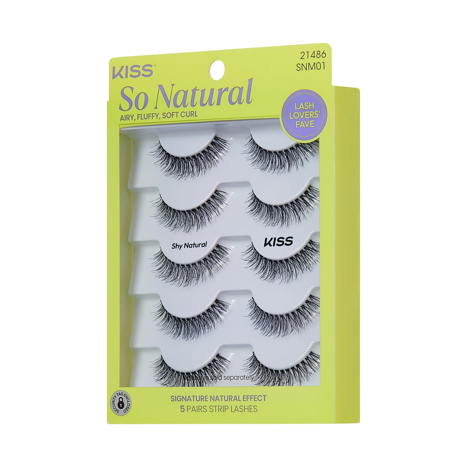 KISS So Natural False Eyelashes, ‘Shy Natural’, 8mm-10mm, Natural Volume, 5 Pairs