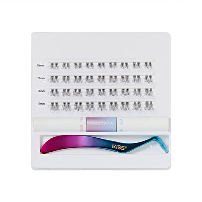 KISS FALSCARA Clear Band False Eyelashes, Lash  Extension Kit, 36 Lash Clusters