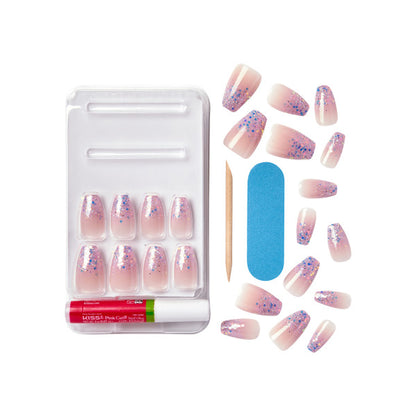 KISS Gel Fantasy Press-On Nails, Glittery Pink, Short Length, Coffin Shape, 27 Ct.