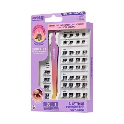 KISS imPRESS Falsies Press On Self Adhesive Eyelashes, Classic Volume, 36 Lash Clusters