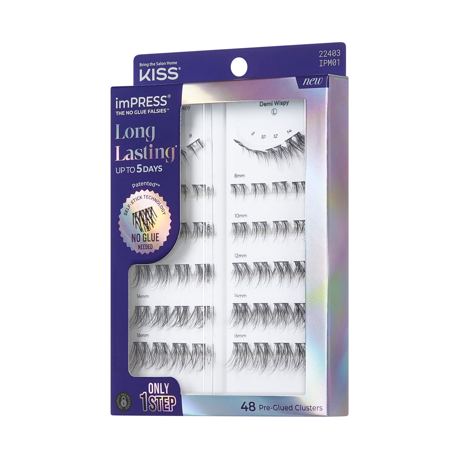 Rzęsy bondingowe samoprzylepne Impress Long Lasting Pre-Glued Lash Clusters zestaw Demi Wispy