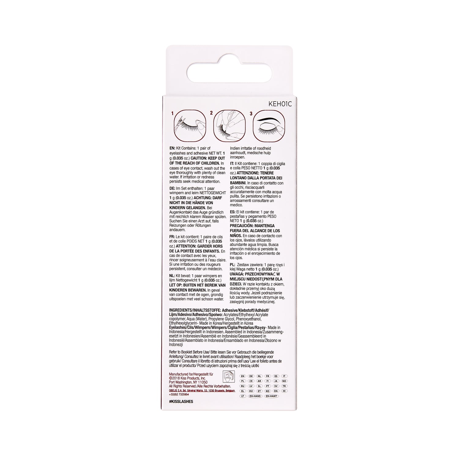 KISS Natural False Eyelashes, Style ‘Amorous’, 1 Pair &amp; Lash Glue Net Wt. 1g (0.035.oz.)