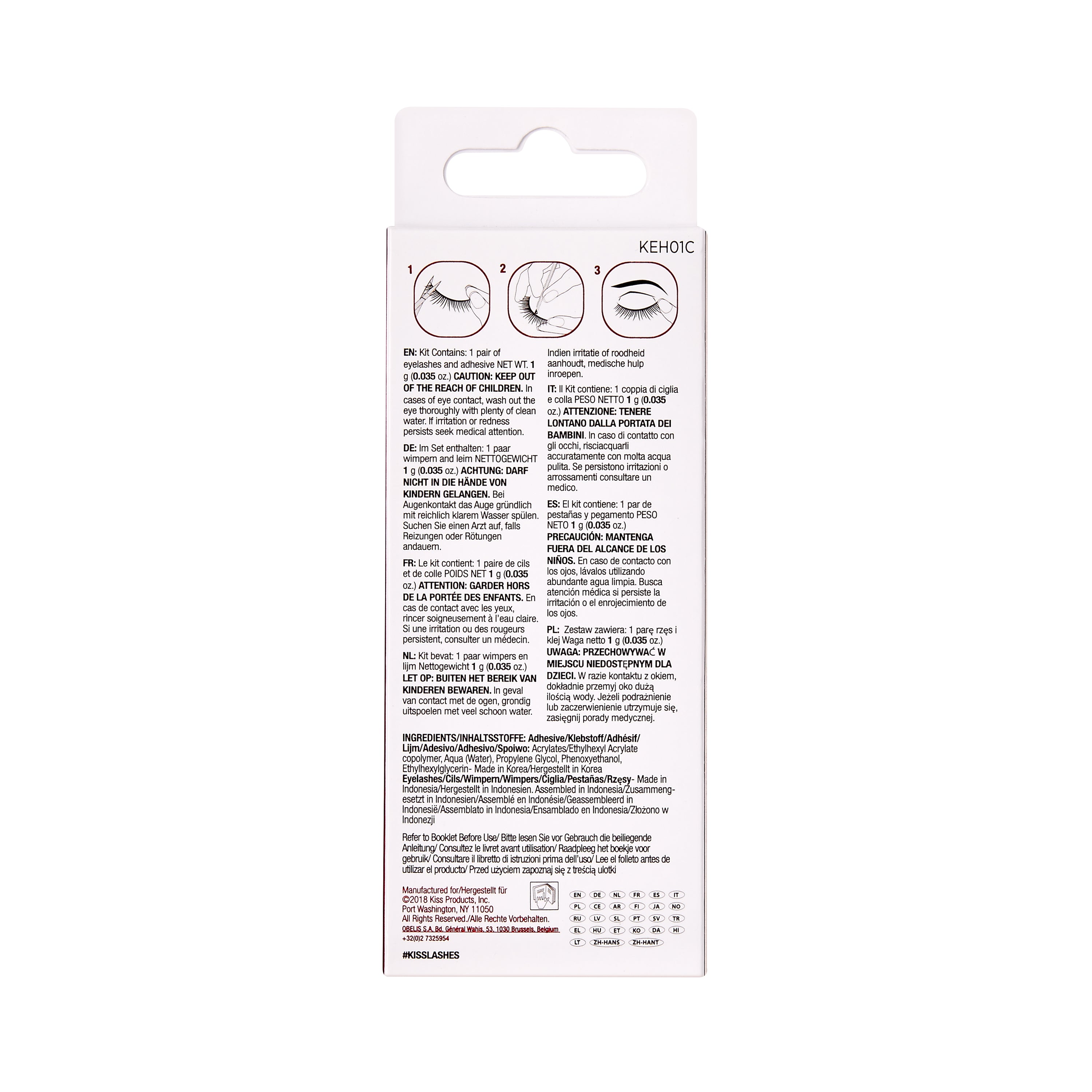 KISS Natural False Eyelashes, Style ‘Amorous’, 1 Pair &amp; Lash Glue Net Wt. 1g (0.035.oz.)