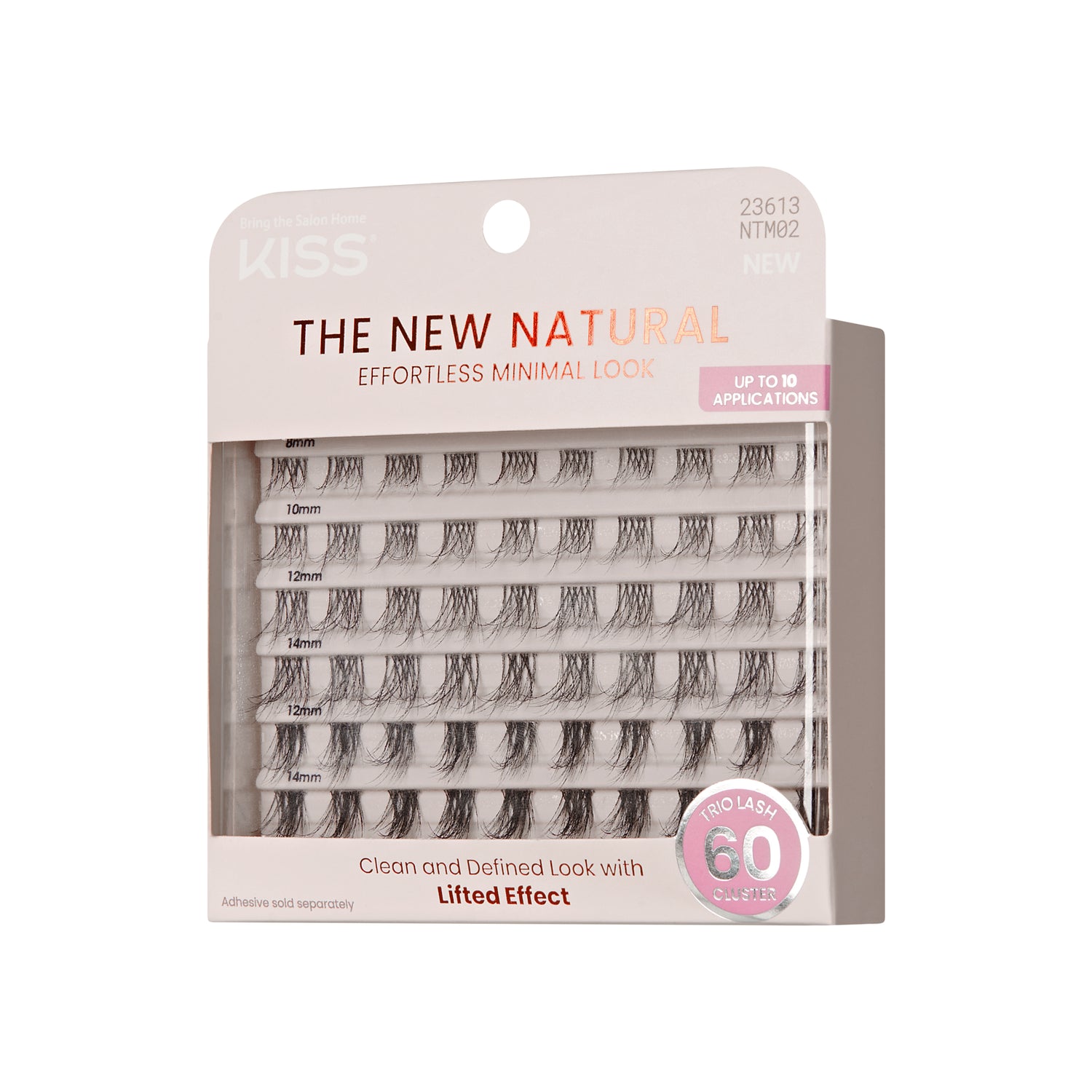 Kiss The New Natural False Eyelashes, Lash Extension Kit, Nude Blazer, 60 Trio Lash Clusters