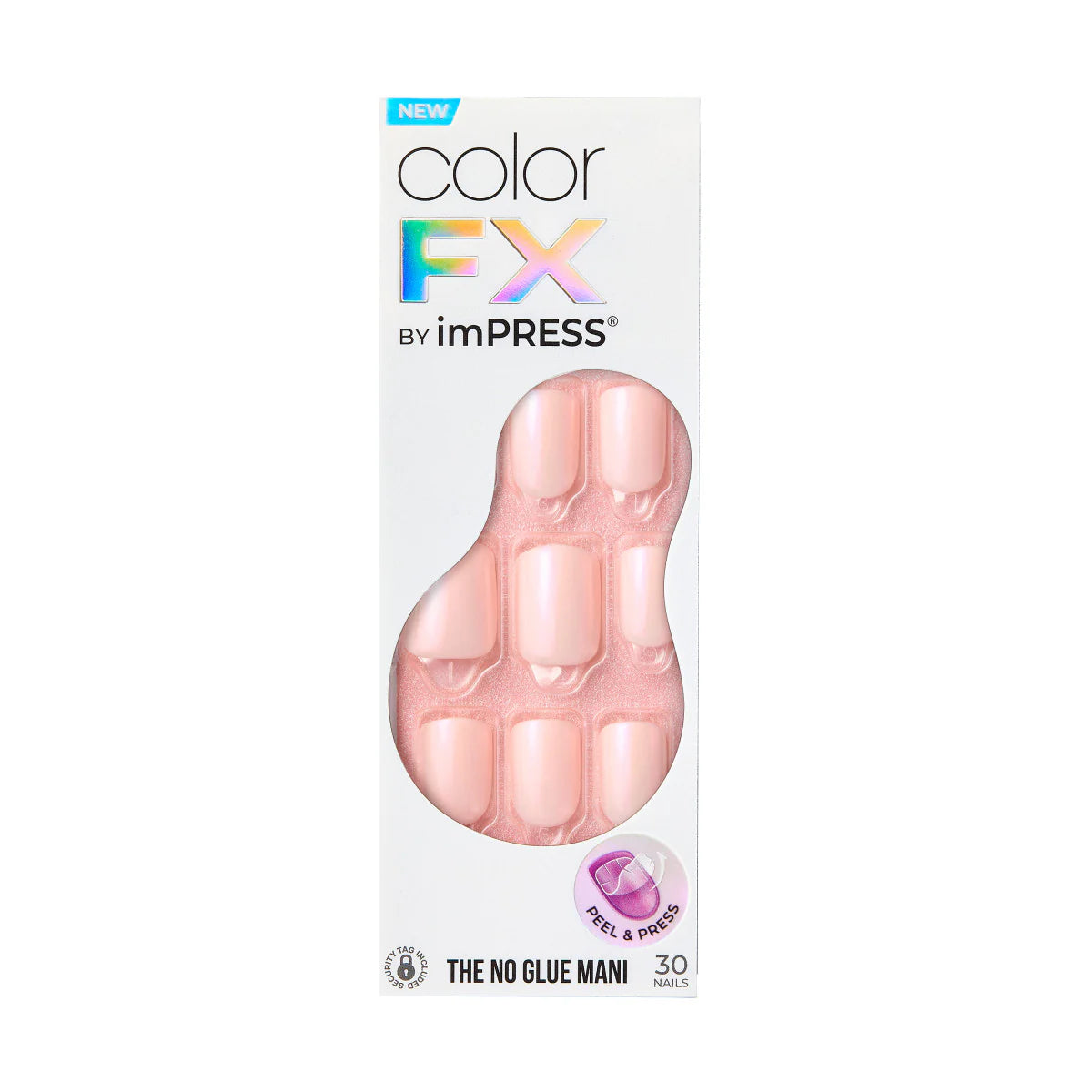 colorFX by imPRESS  Press-On Nails, No Glue Needed, Pink, Short Squoval, 33 Ct.