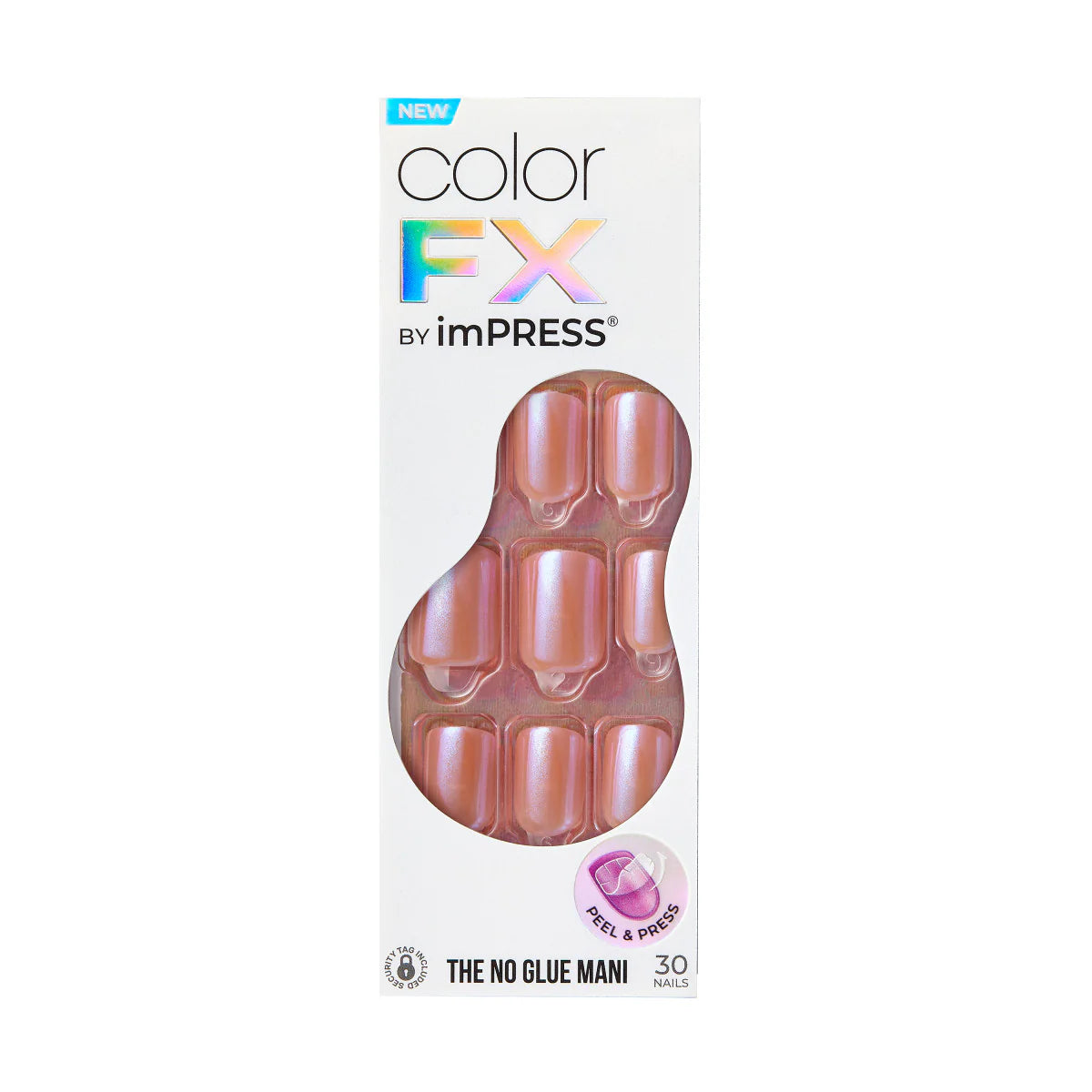 colorFX by imPRESS  Press-On Nails, No Glue Needed, Neutral, Short Squoval, 33 Ct.