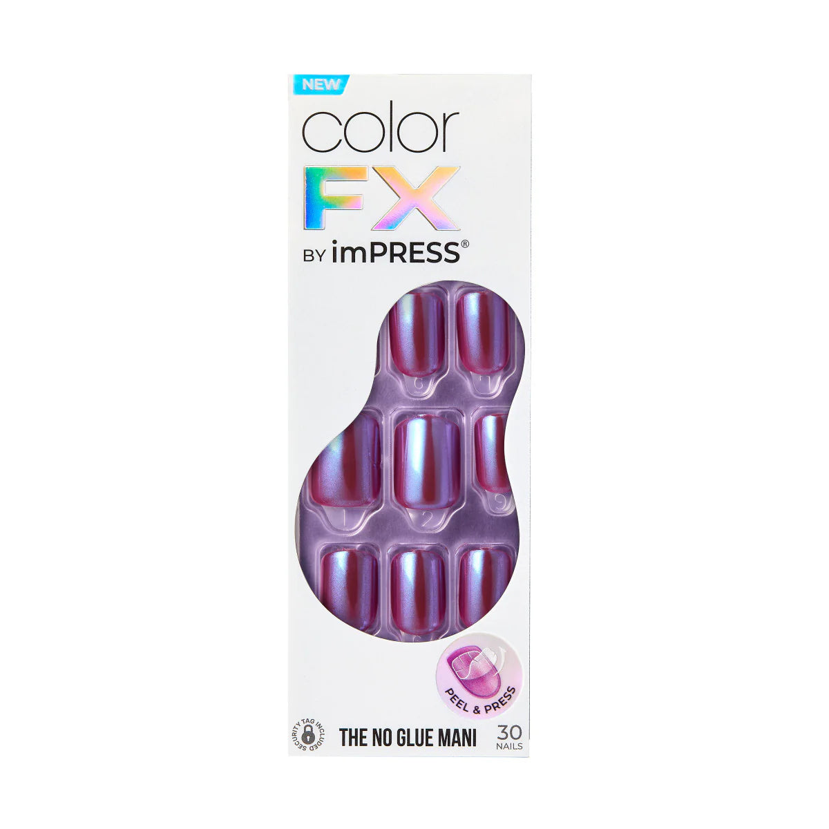 colorFX by imPRESS  Press-On Nails, No Glue Needed, Purple, Short Squoval, 33 Ct.