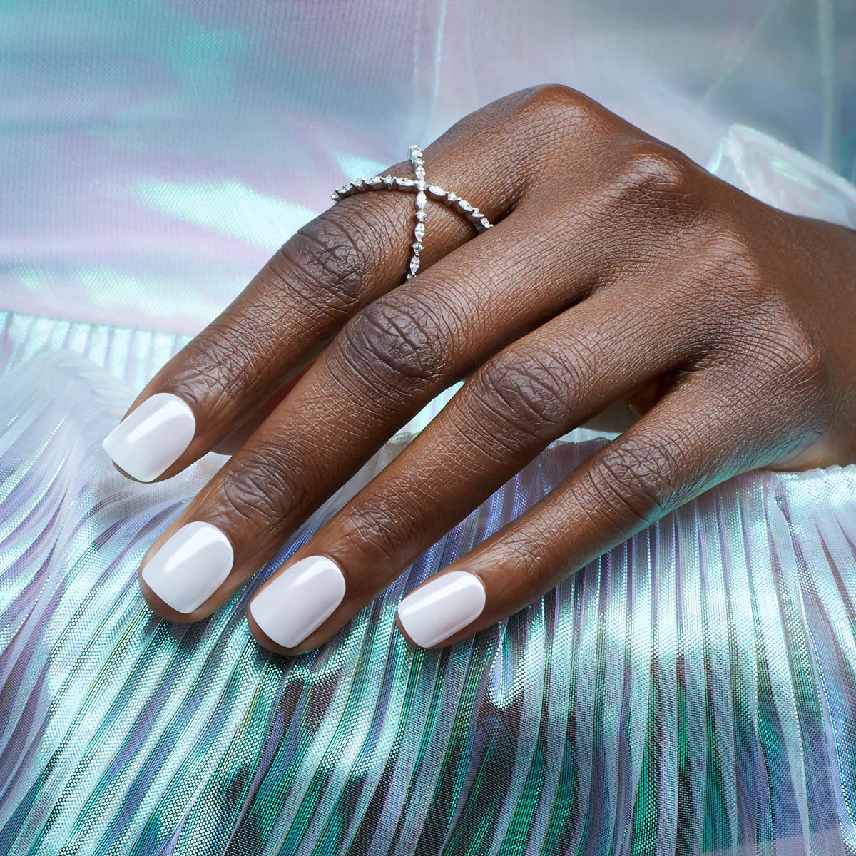 colorFX by imPRESS  Press-On Nails, No Glue Needed, White, Short Squoval, 33 Ct.