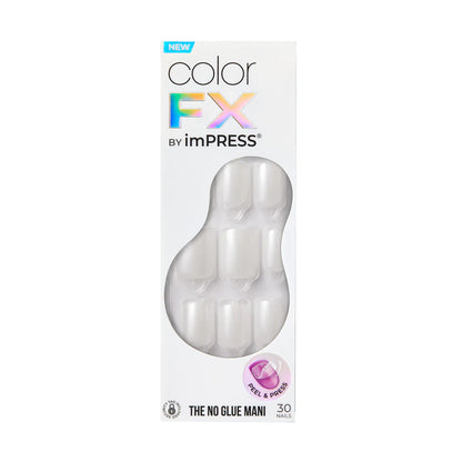 colorFX by imPRESS  Press-On Nails, No Glue Needed, White, Short Squoval, 33 Ct.