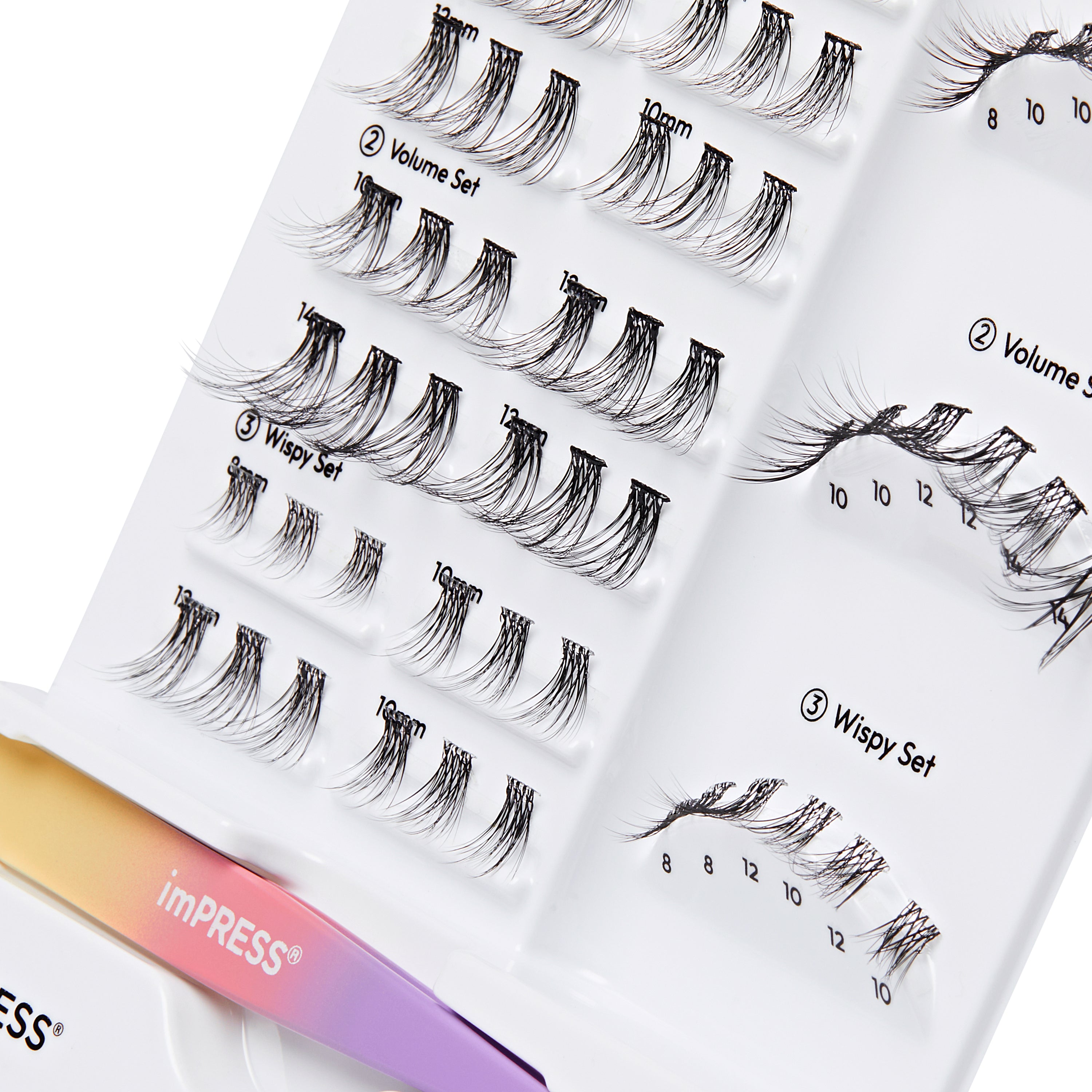 KISS imPRESS Pre-Glued Individual Lashes Kit, Self Adhesive Eyelashes, 60 Lash Clusters