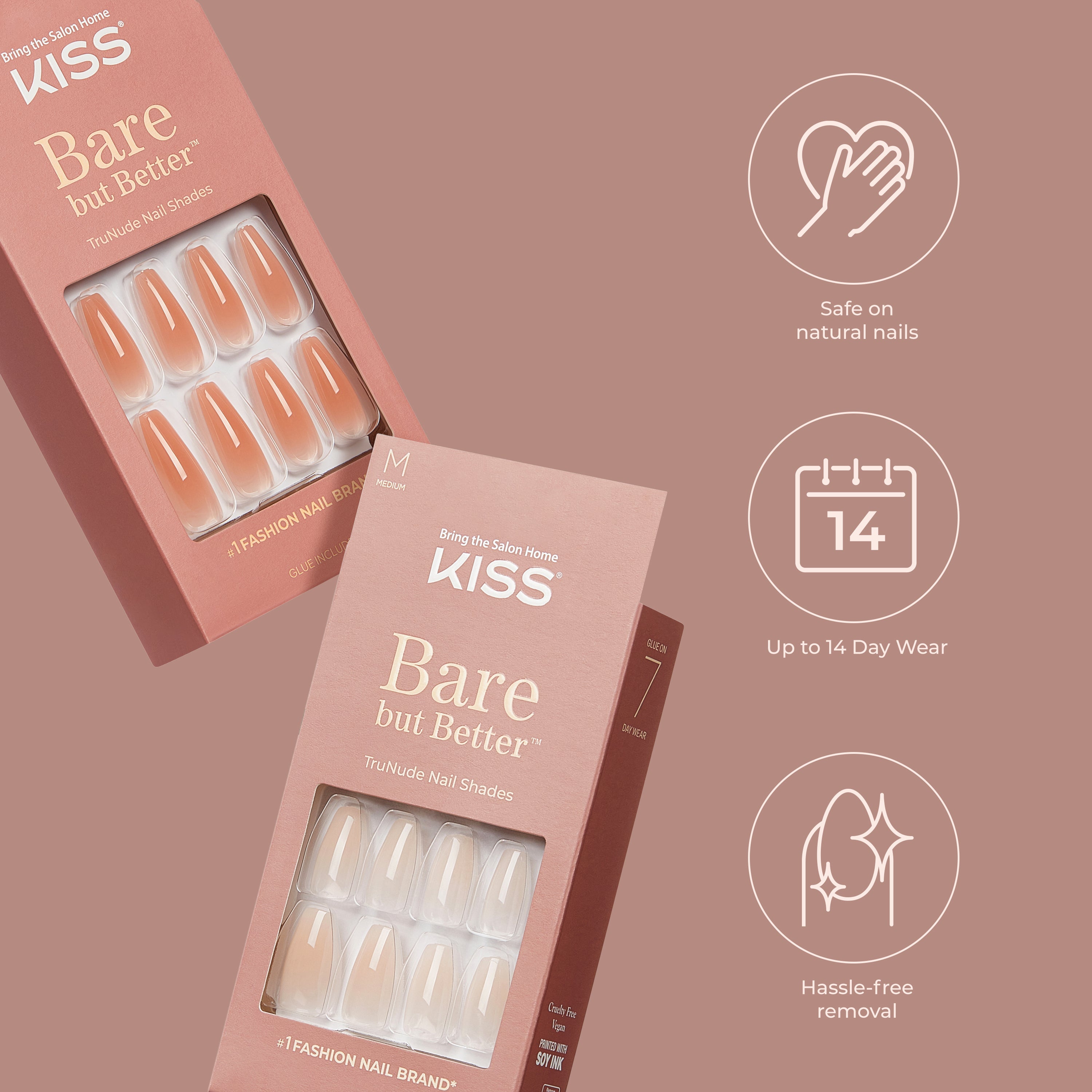 Paznokcie KISS Bare But Better Nails - No More Naps