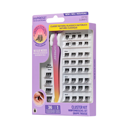 KISS imPRESS Falsies Press On Self Adhesive Eyelashes, Classic Natural, 36 Lash Clusters