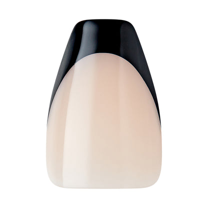 KISS Salon Acrylic French Color Press On Nails, ‘Flame’, Black, Short Coffin, 28 Ct.