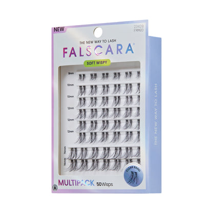 KISS FALSCARA Multipack False Eyelashes Lash Extensions, Soft Wispy, 50 Lash Clusters
