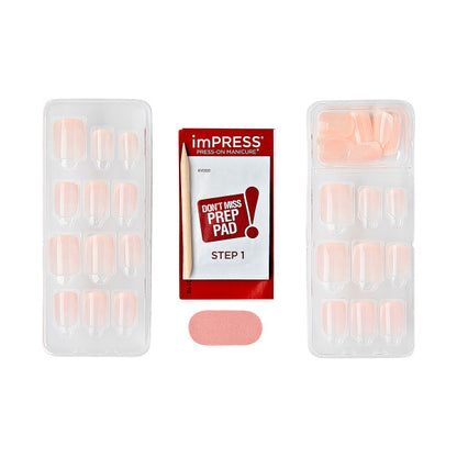 imPRESS Bare French Press-On Nails, No Glue Needed, White Tips, Short Square, 33 Ct.