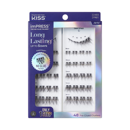 Rzęsy bondingowe samoprzylepne Impress Long Lasting Pre-Glued Lash Clusters zestaw Demi Wispy