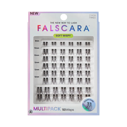 KISS FALSCARA Multipack False Eyelashes Lash Extensions, Soft Wispy, 50 Lash Clusters