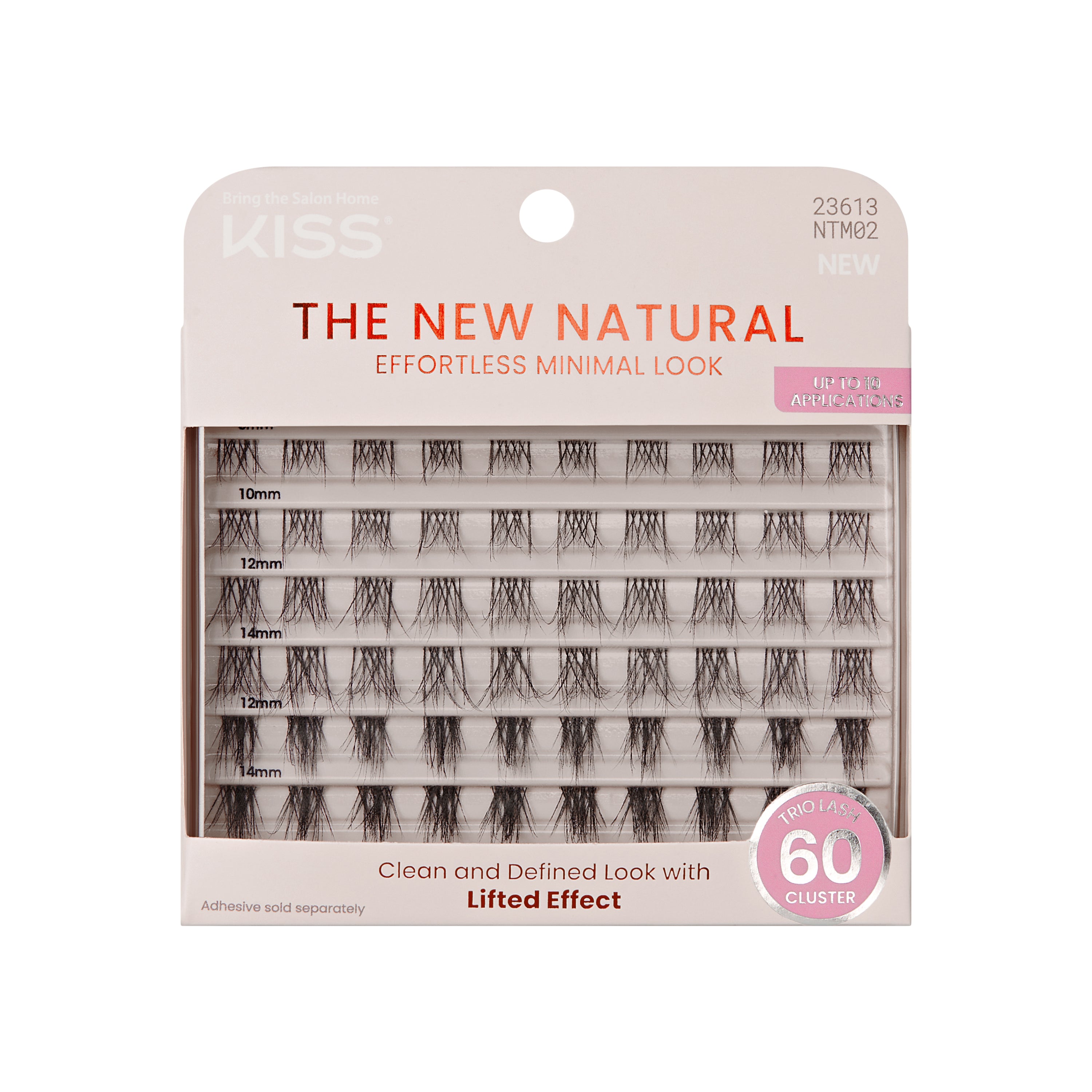 Kiss The New Natural False Eyelashes, Lash Extension Kit, Nude Blazer, 60 Trio Lash Clusters