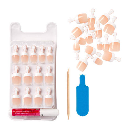 KISS Salon Acrylic French Press-On Nails, Power Play, White Tips, Short Square, 31 Ct.