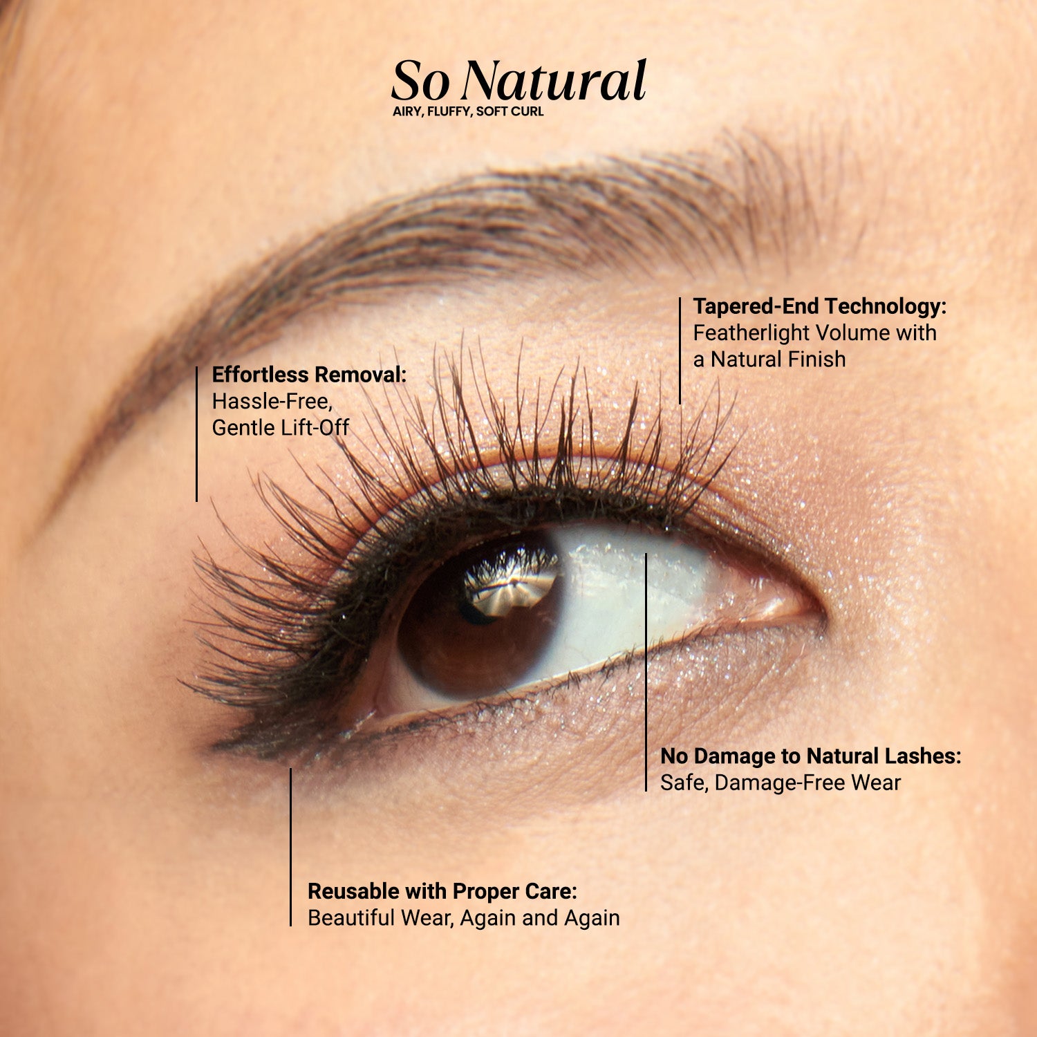 KISS So Natural False Eyelashes, ‘Shy Natural’, 8mm-10mm, Natural Volume, 5 Pairs
